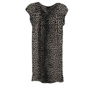 Talbots Animal Print Semi Sheer Dress Size 4P Sleeveless V-neck Cream Black